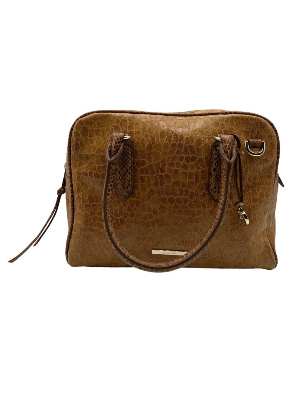 Brahmin Brown Embossed Leather Shoulder Bag